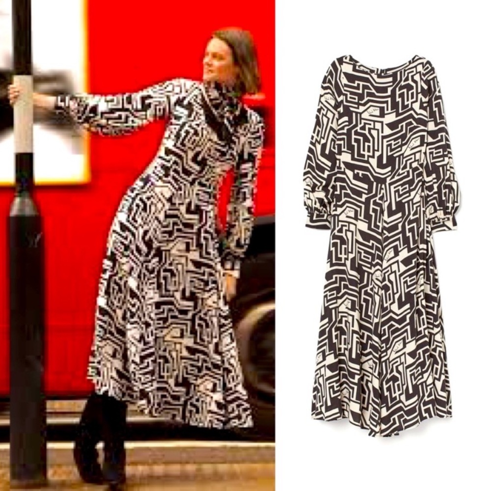 RICHARD ALLAN x H&M Maxi Dress 1980’s inspired Viscose Long Sleeve Boatneck NWOT